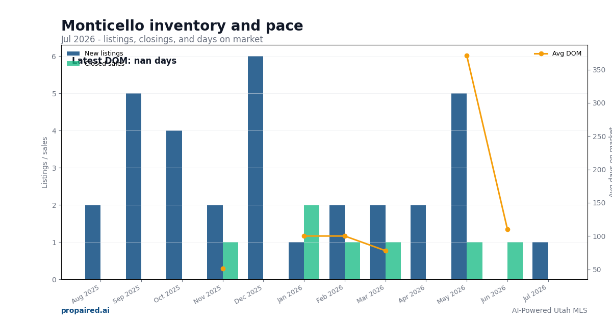 Monticello inventory and days on market